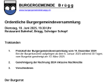 Einladung zur Burgergemeindeversammlung am 10. Juni 2025